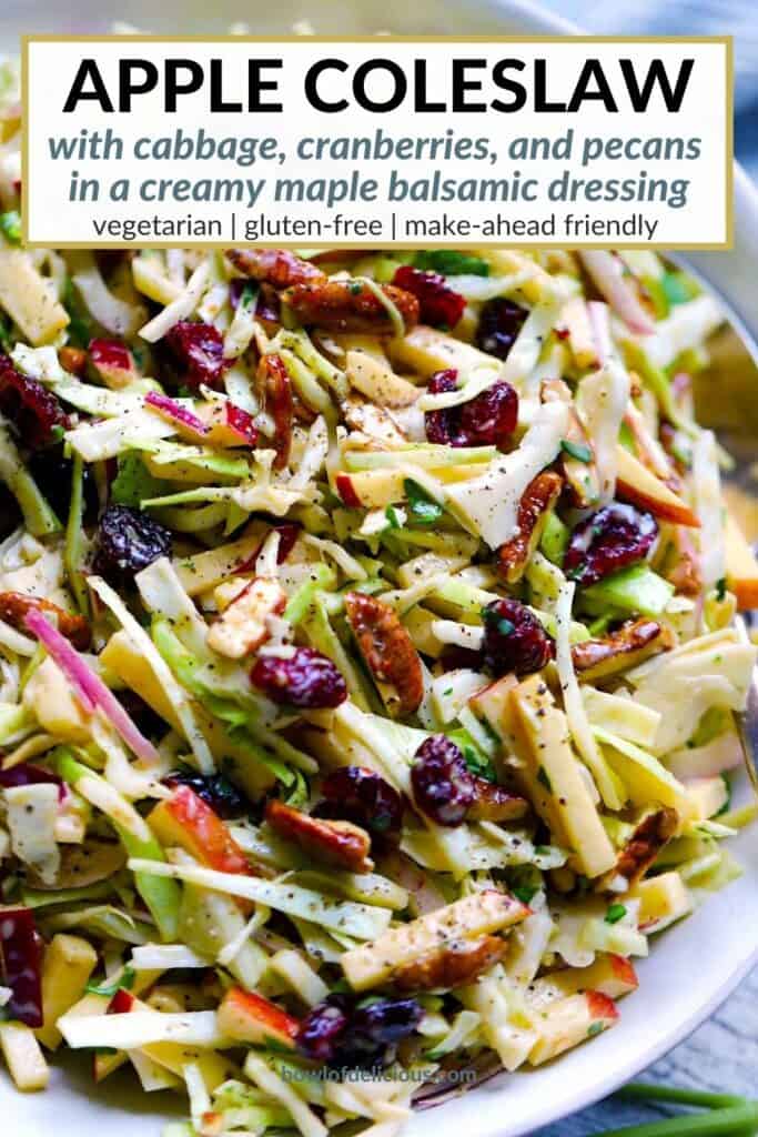 Pinterest image for apple coleslaw.