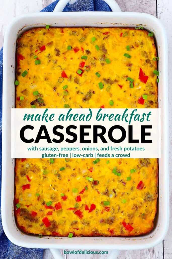 Pinterest image for breakfast casserole.