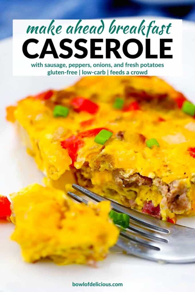 Pinterest image for breakfast casserole.