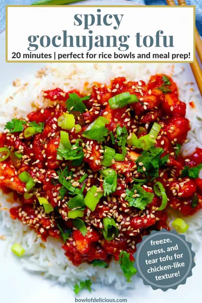 Pinterest image for gochujang tofu.