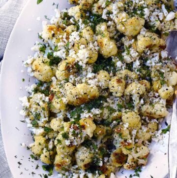 Square photo of Roasted Greek Cauliflower.