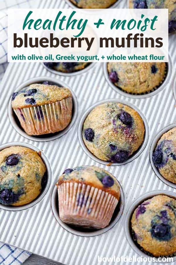 pinterest image for healthy blueberry muffins