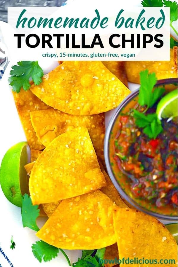 Pinterest image for homemade tortilla chips.