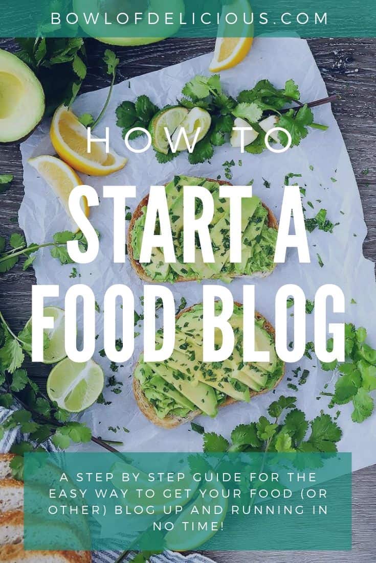A graphic for how to start a food blog with avocado toast in the background.