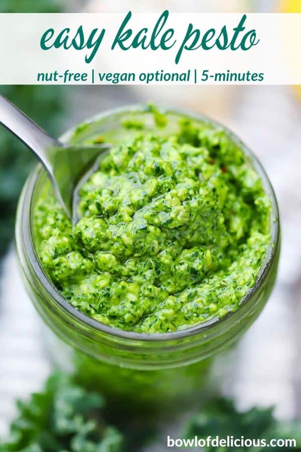 Pinterest image for kale pesto.