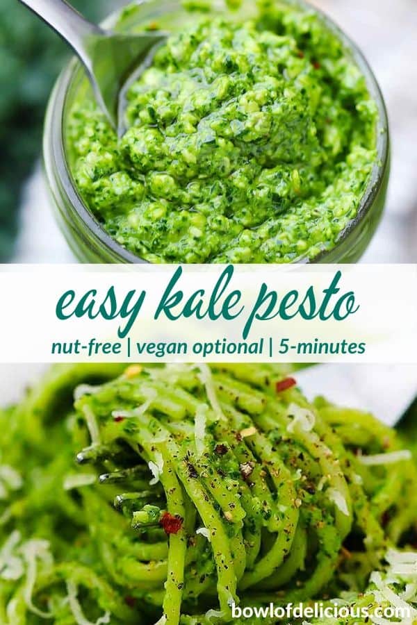 Pinterest image for kale pesto.