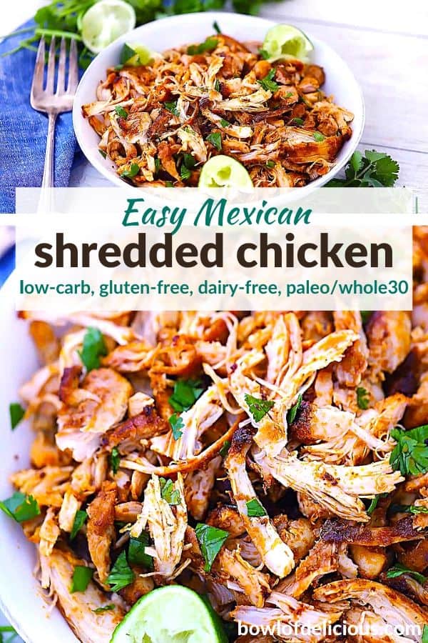 Pinterest Image for Mexican Shredded Chicken.