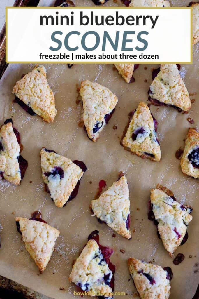 Pinterest image for mini blueberry scones.