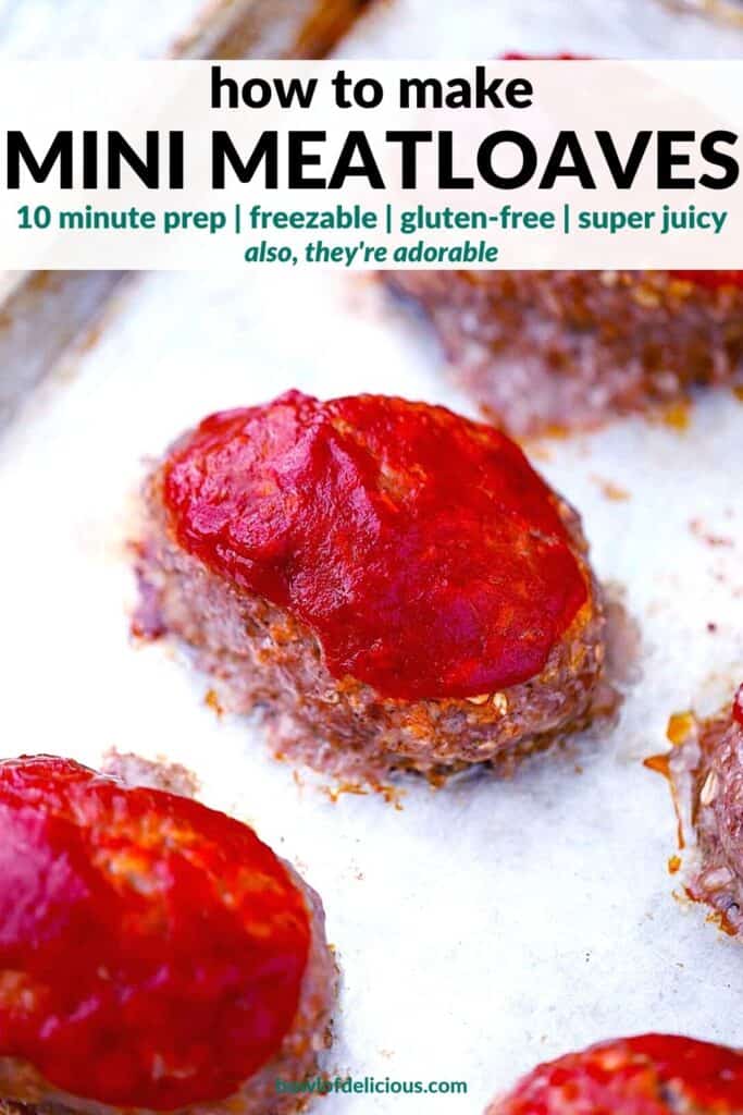 Pinterest image for mini meatloaves.