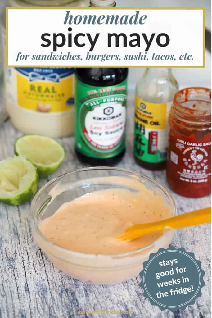 Pinterest image for homemade spicy mayo.
