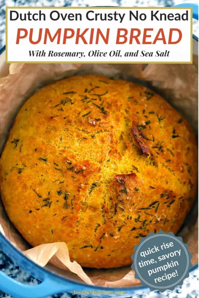 Pinterest image for Pumpkin No Knead Bread.