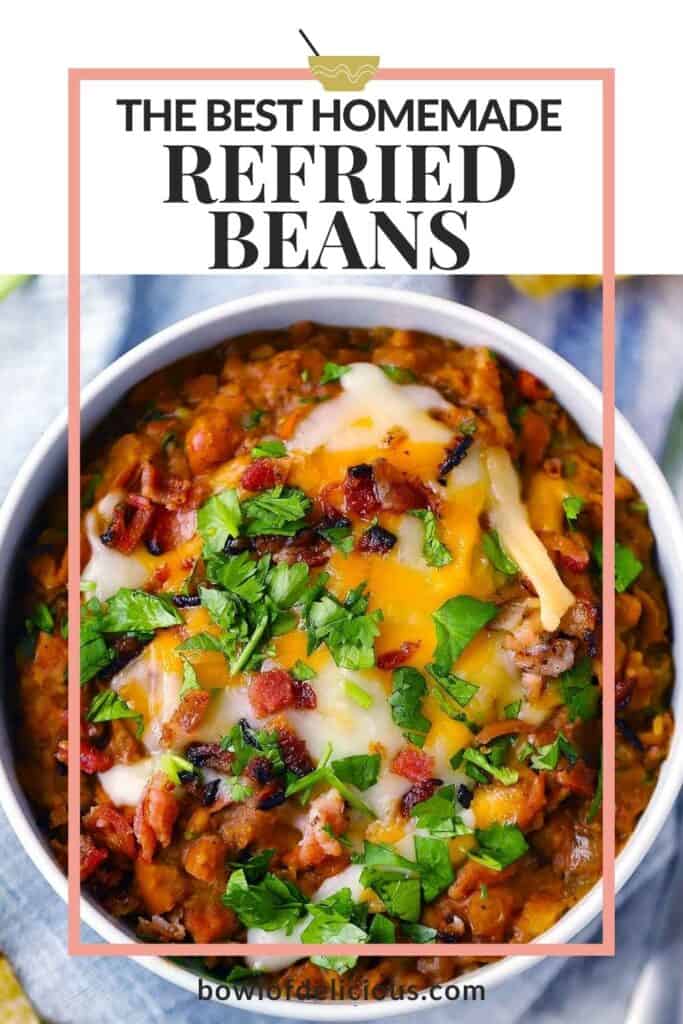 Pinterest image for refried beans.