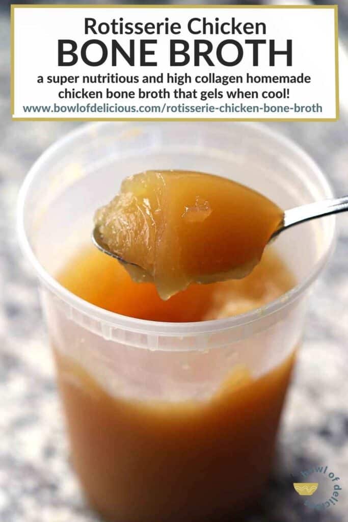 Pinterest image for Rotisserie chicken bone broth.