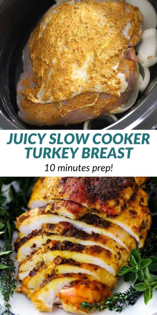 pinterest collage image for slow cooker turkey breast