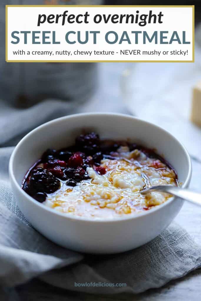 Pinterest image for overnight steel cut oats.
