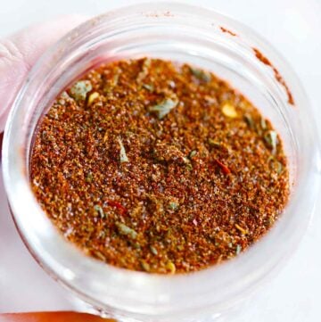 Square photo of homemade taco seasoning.